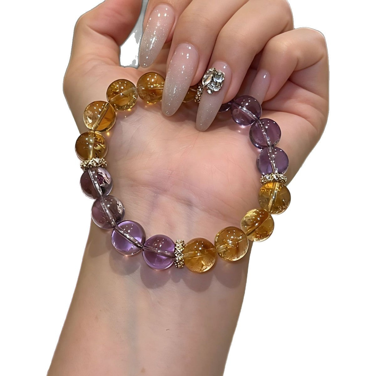 Rich Double Crystal Imitation Yellow Symbiosis Bracelets