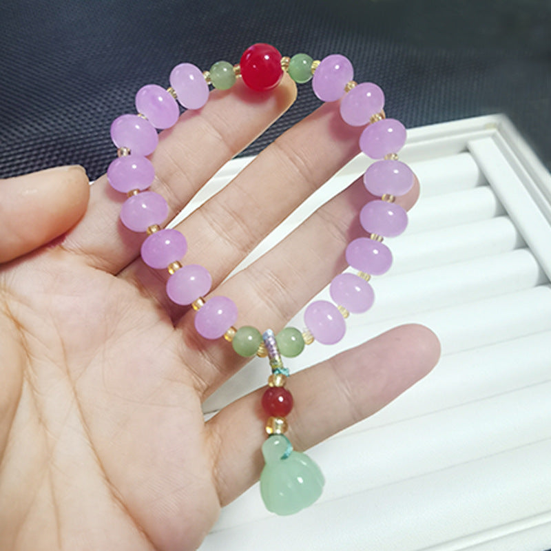 National Style Lotus Seedpod Colorful Jade Material Blessing Tassel Female Bracelet