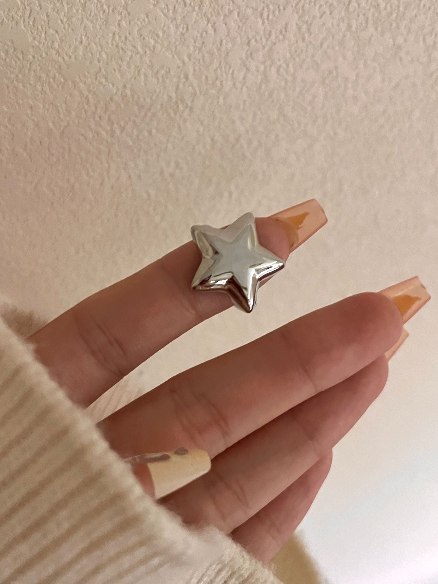 Metal Copper Plated Real Gold Glossy Butterfly Star Open-end Simple Ring