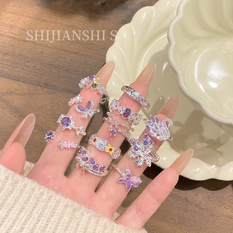 Women's The Debris Small Artistic Design Sweet Index Rings