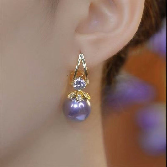 Fashion Beads Ear Clip Purple Trendy Rings