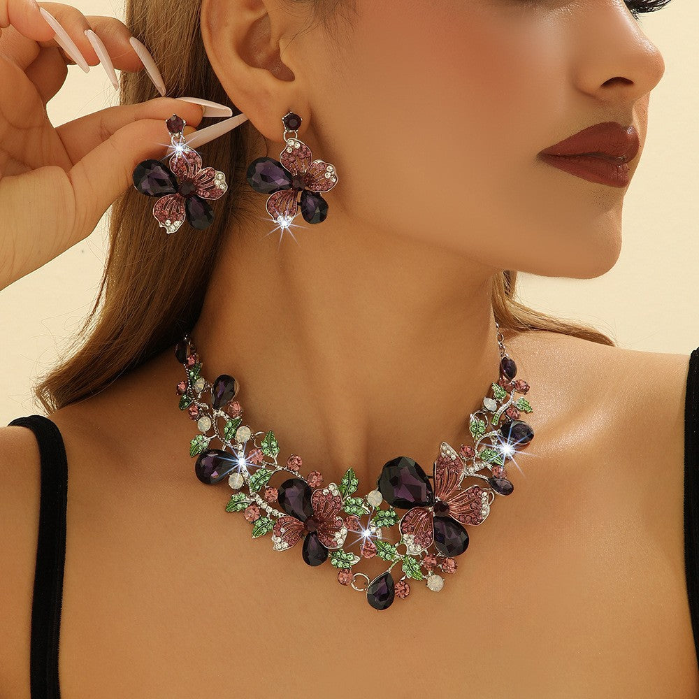 Women's Bridal Crystal Two-piece Wedding Dress Jewelry Set