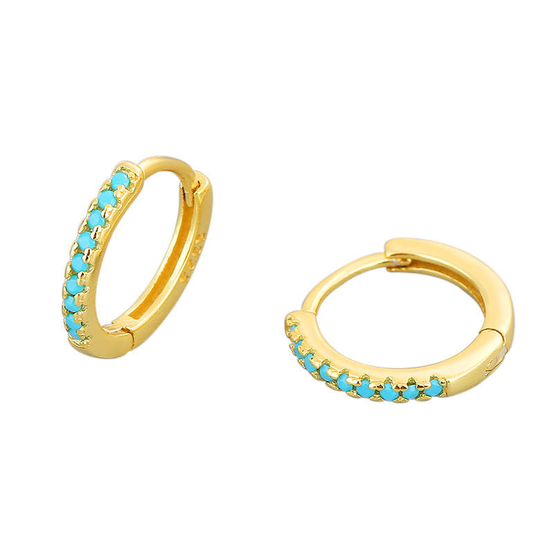 Women's Style Turquoise Zircon Gold-plated Ear Clip Hip Earrings