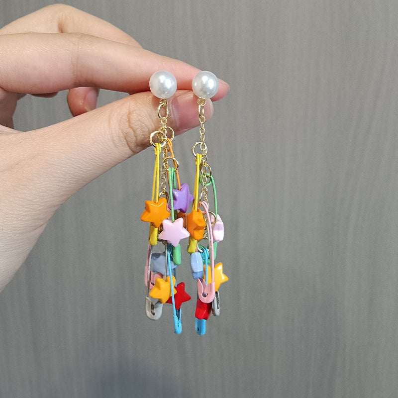 Women's Vitality Dopamine Pearl Tassel Niche Candy Earrings