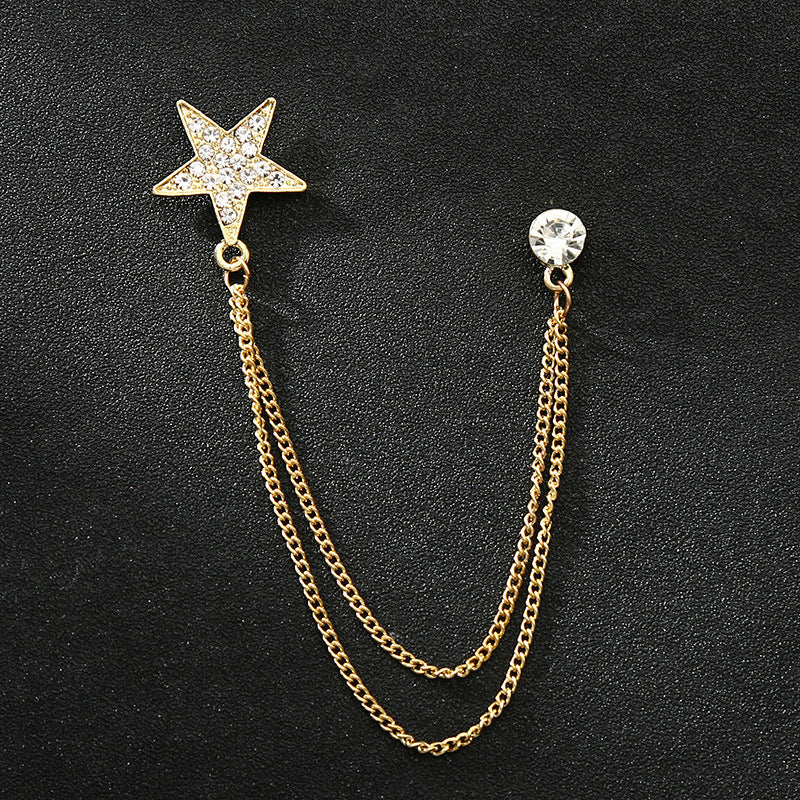 Men's Collar Pin Five-pointed Star Corsage Simple Brooches