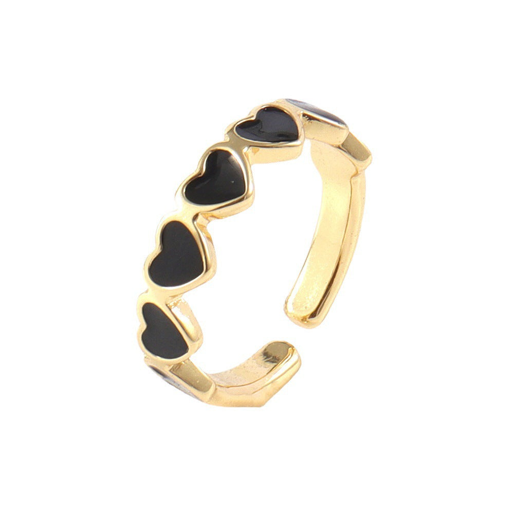 Women's Oil Drop Peach Heart Opening Adjustable Colorful Ring