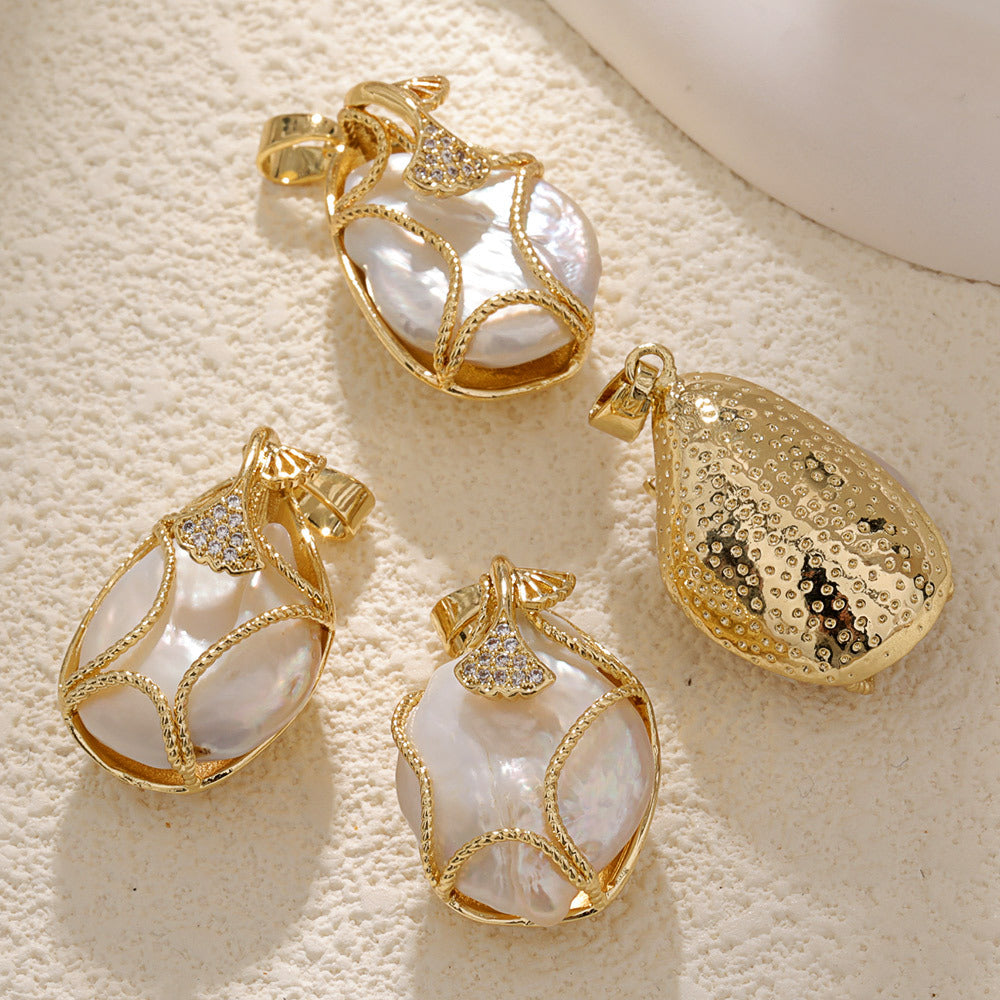 Baroque Pearl Real Gold Plating Leaves Irregular Necklace