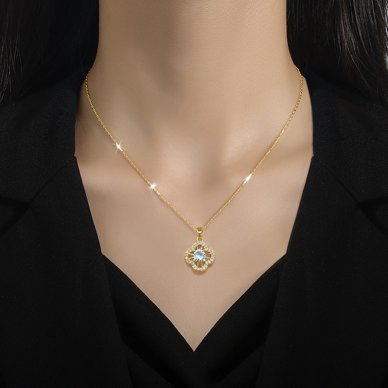 Flower Suite Light Luxury Micro Inlaid Graceful Personality Banquet Ear Necklaces