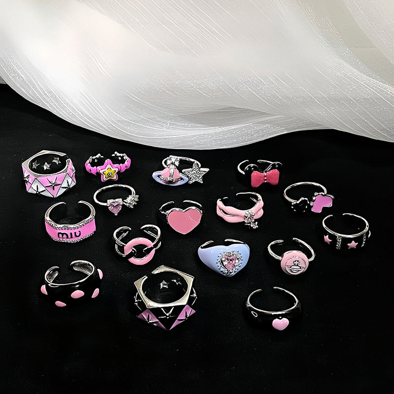 Barbie Style Heart Open Dopamine Design Rings