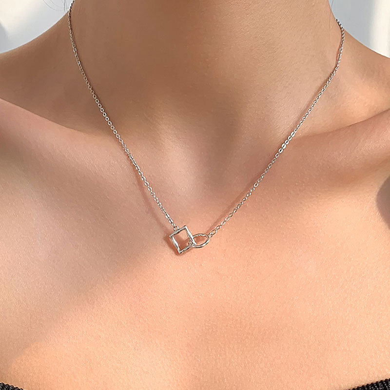 Women's Corrugated Square Korean Niche Design Trendy Cold Necklaces