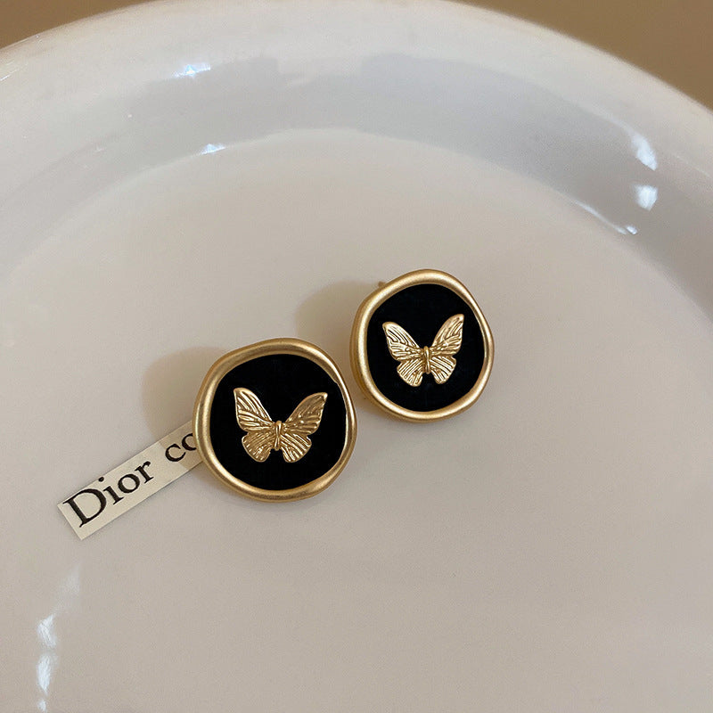 Women's Enamel Dripping Butterfly Retro Easy Matching Earrings