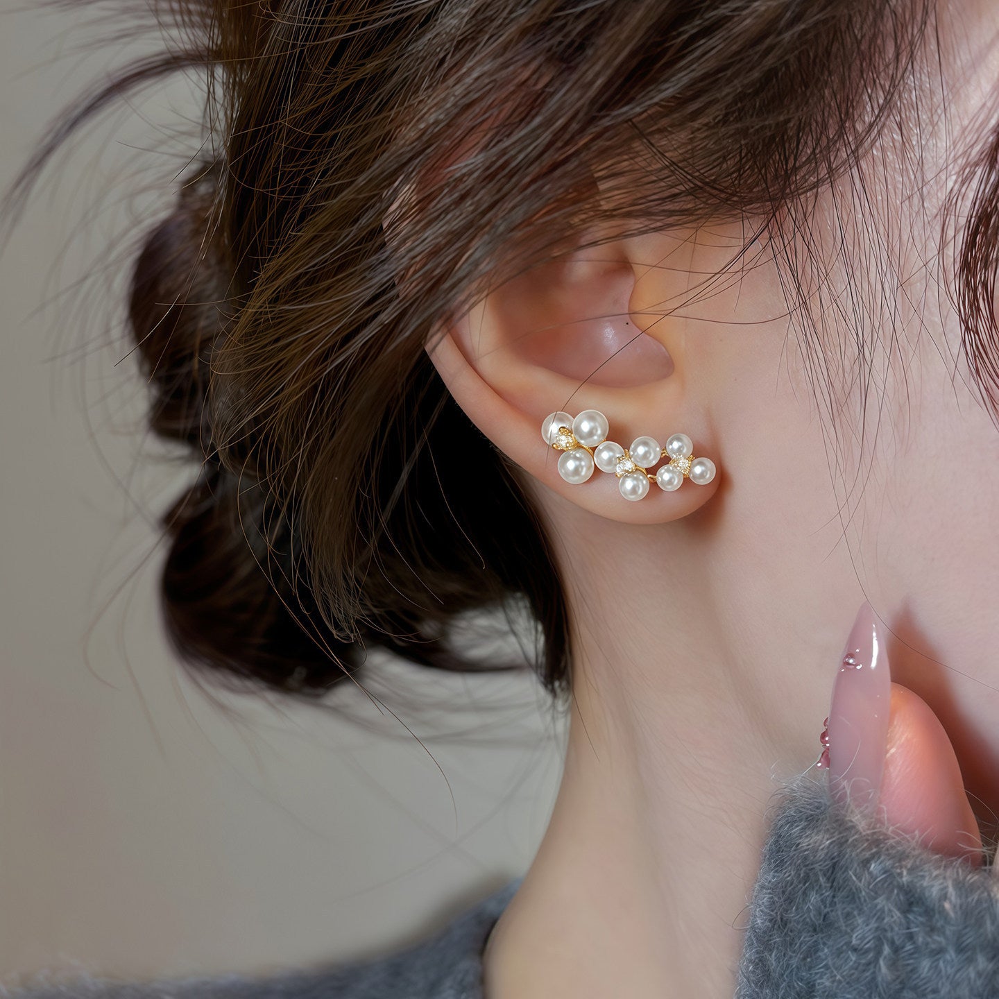 Luxury Small Grape Pearl Female Niche Rings
