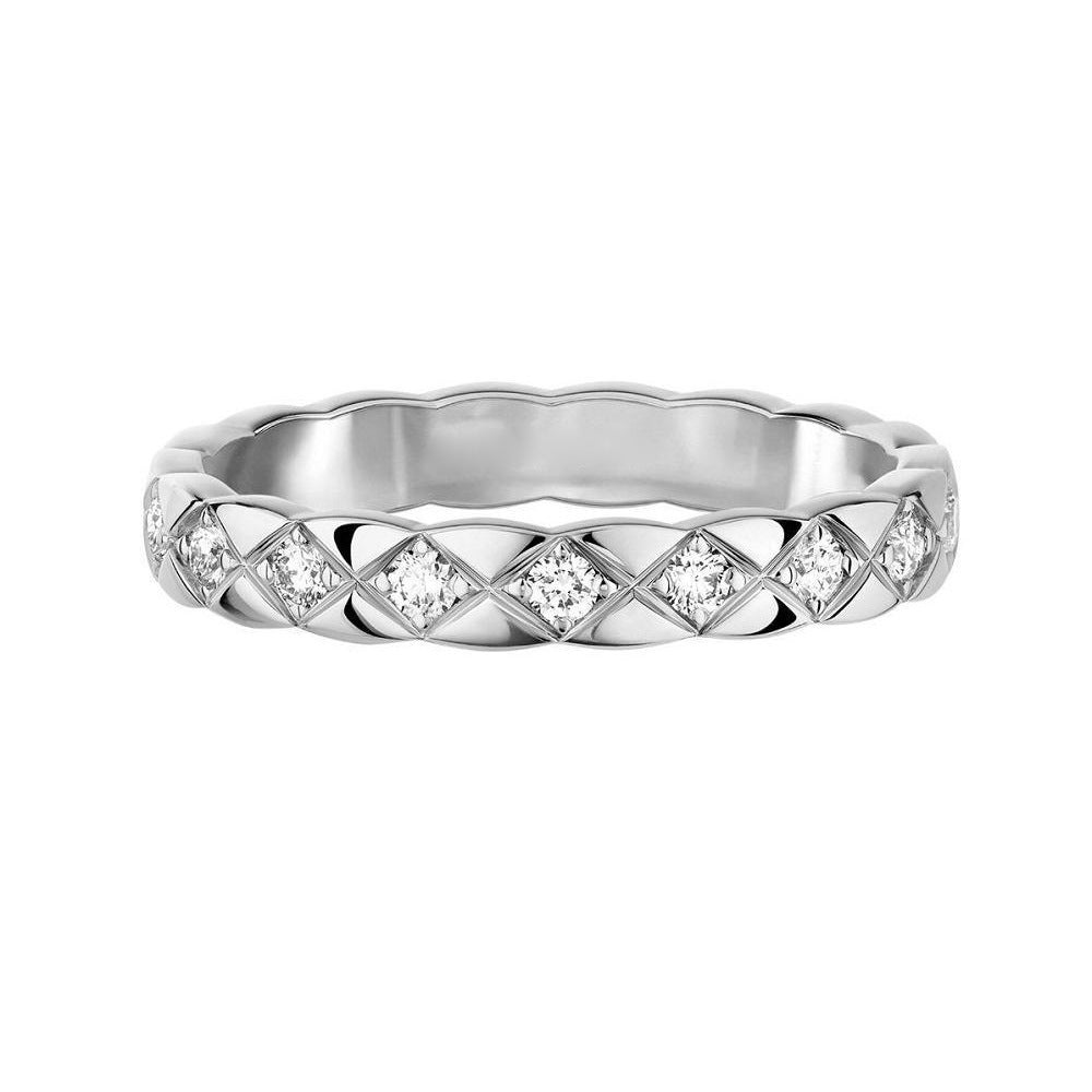 Diamond Plaid Gold Titanium Steel Couple One-hand Straight Hair Light Rings