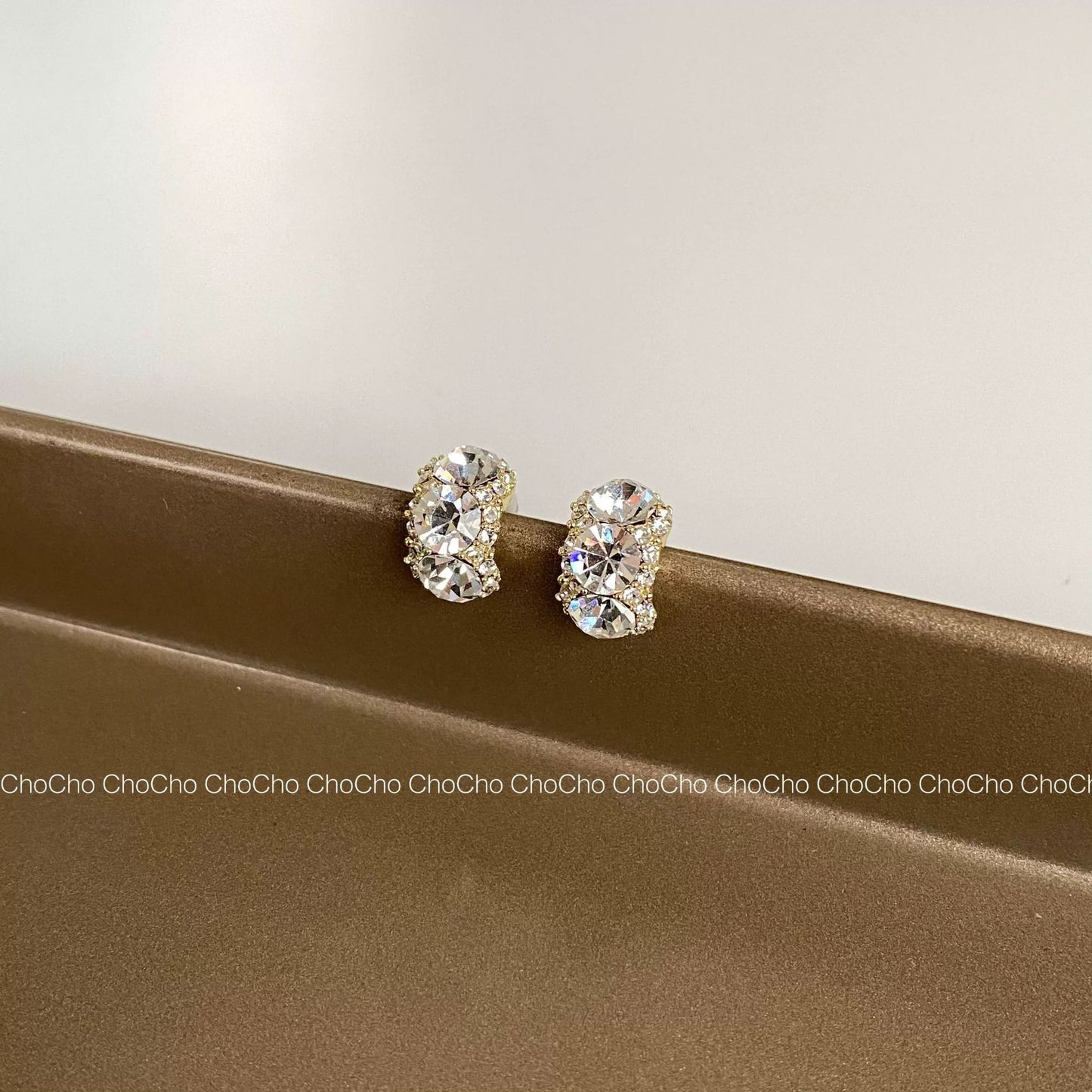 Design Retro High-grade Simple Rhinestone Sier Earrings