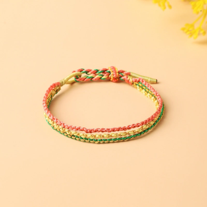 Children's Colorful Braided Rope Wrist String Safe Red Bracelet