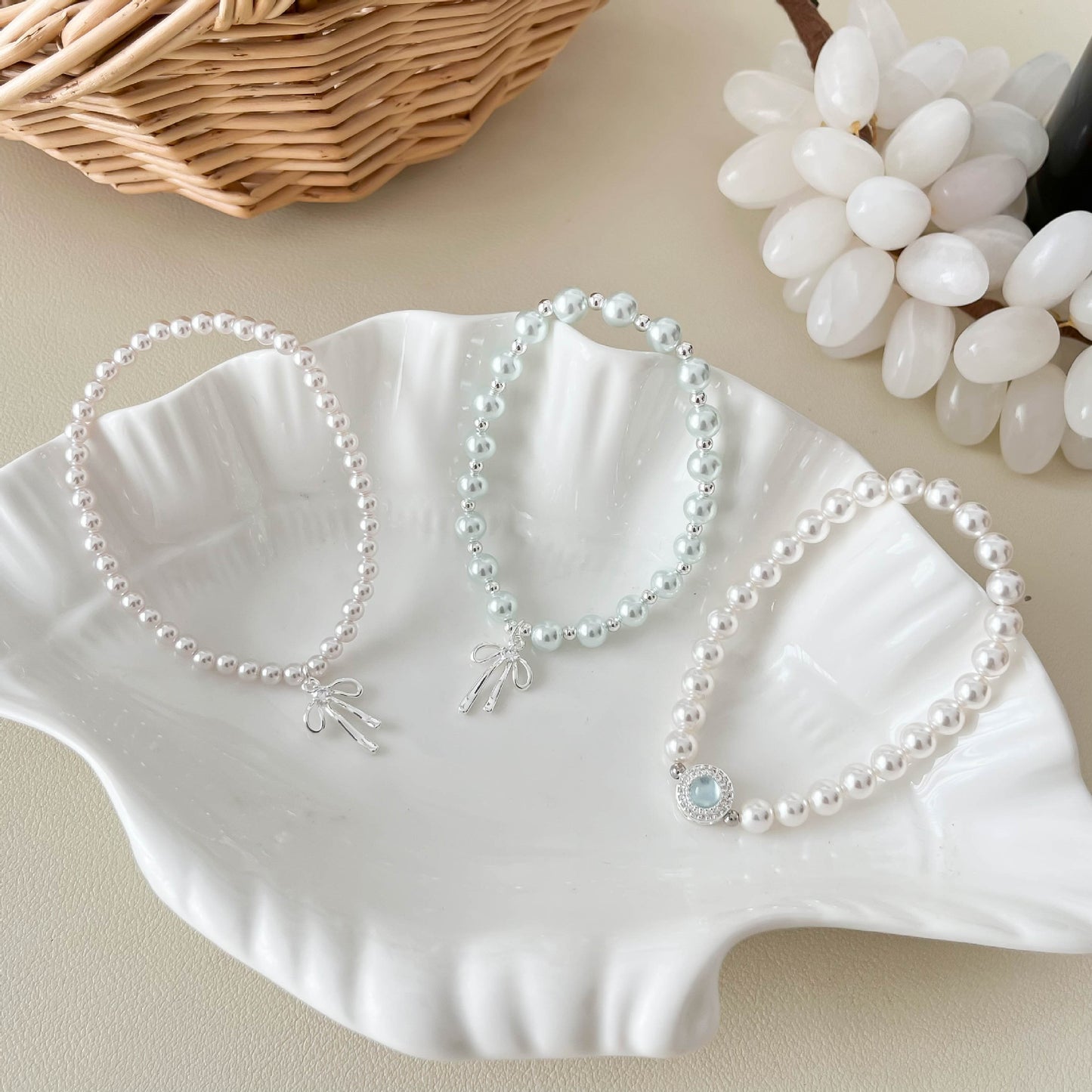 Wind Pearl Bow Water Drop Mud Diamond Interval Niche High Bracelet