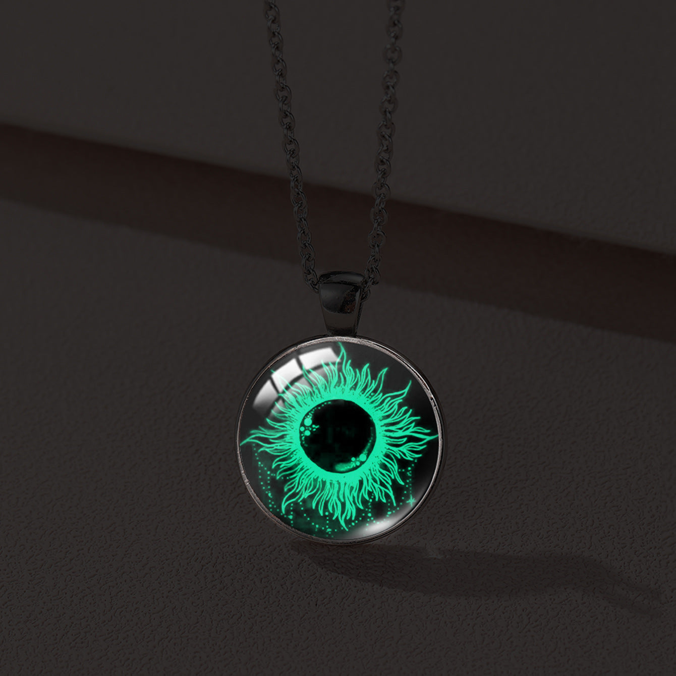 Sun Moon Lovers Couple Star Luminous Time Stone Valentine's Necklace