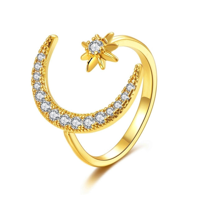 Women's Crescent Moon Fashion Star Graceful Personality Rings