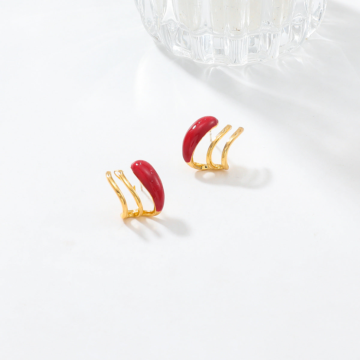Spring Wine Red Unique Drop-shaped Simple Minority Earrings