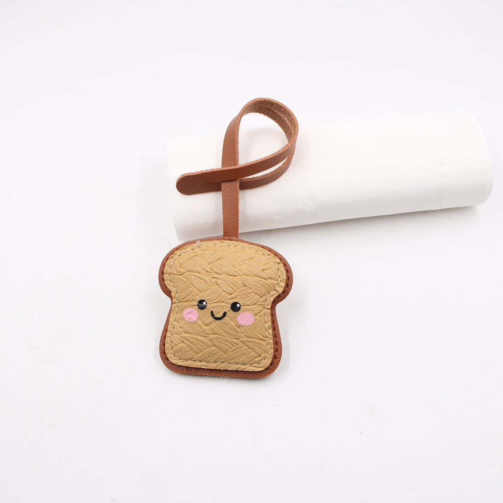 Personalized Toast Cute Expression Luggage Lanyard Leather Pendants