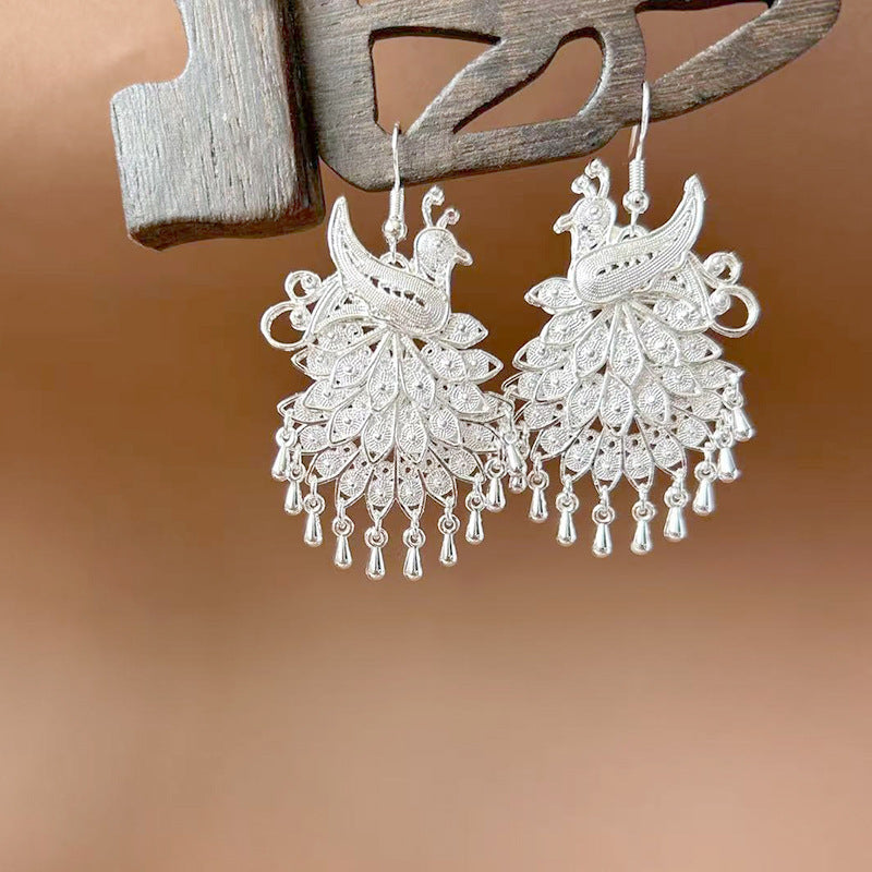 Ethnic Style Peacock Retro Ear Hook Earrings
