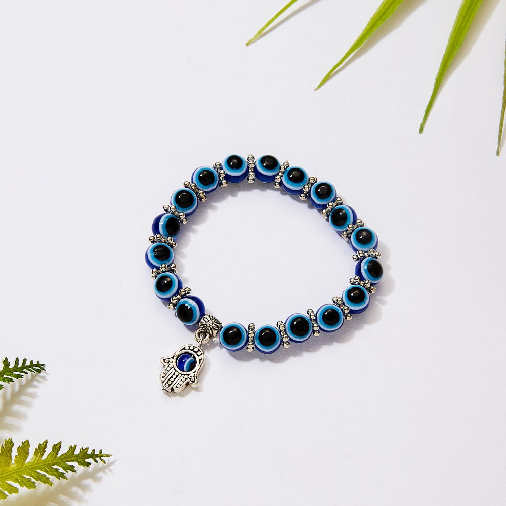 Classic Blue Evil Eyes Palm Round Bracelets