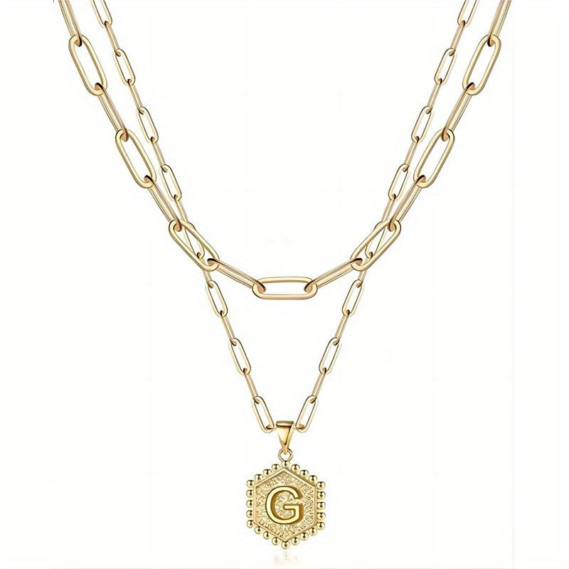 Gold Color Plated Letter Female English Necklace