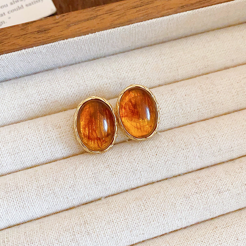 Women's Needle Geometric Irregular Resin Fashionable Retro Earrings