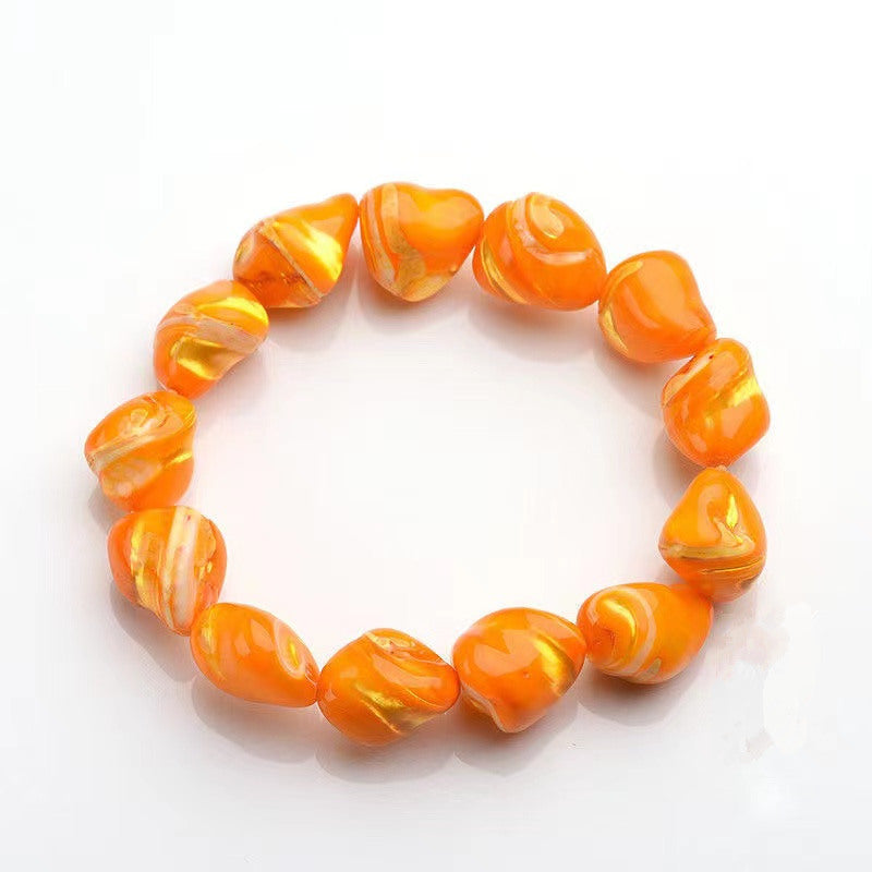 Women's & Men's With Shape Large Particle Tai Pattern Deep Sea Yellow Bracelet