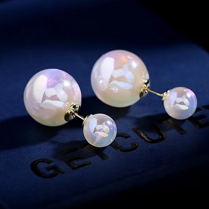 Women's Sier Needle Mermaid Pearl Retro Simple Graceful Earrings