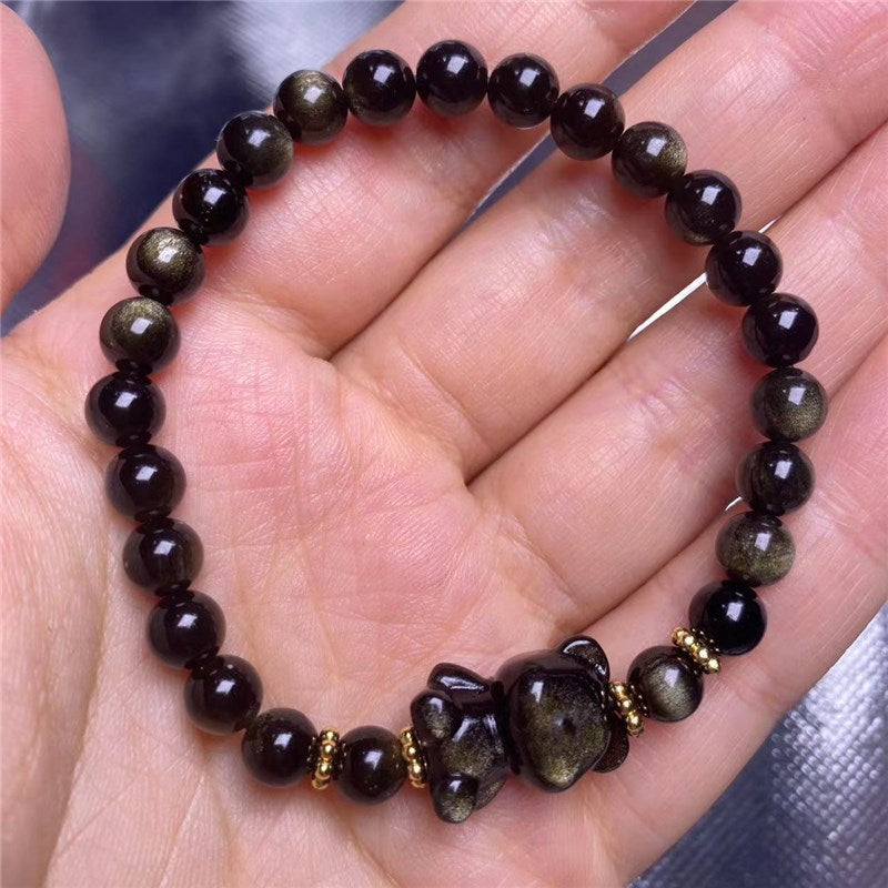 Women's & Men's Gold Sier Jade Bear Obsidian Personality Bracelets