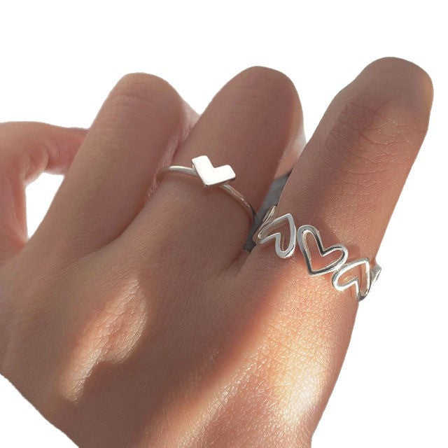 Hollow Out Love Heart-shaped Open Index Finger Simple Rings