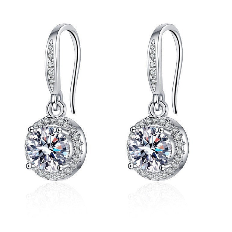 Moissanite Ear Female With Hearts Sterling Earrings