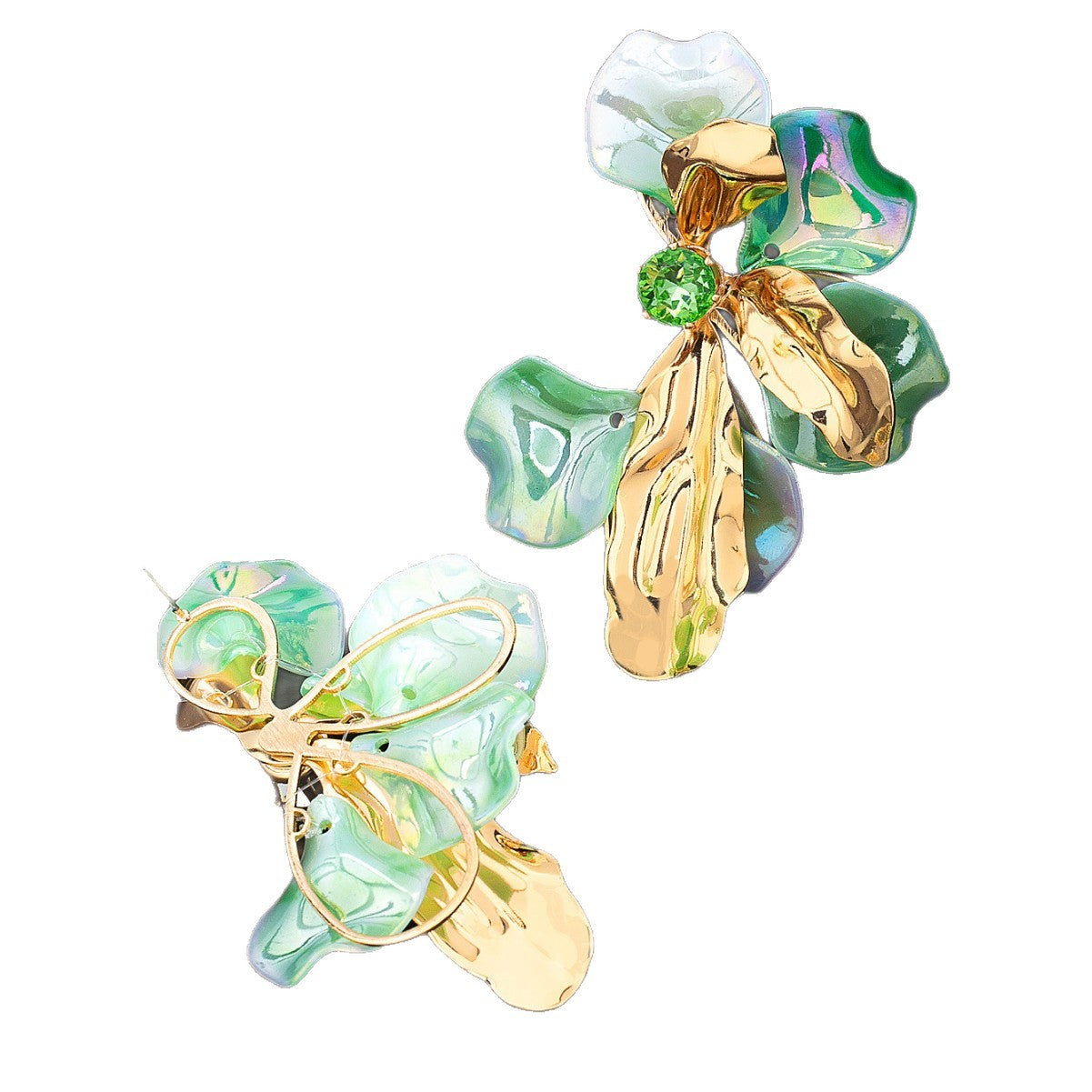 Metal Bow Magic Color Light Luxury Zircon Embellishment Earrings