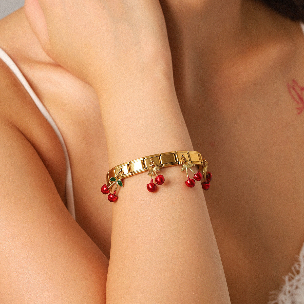 Stainless Steel Cherry Elastic Chain Light Bracelets