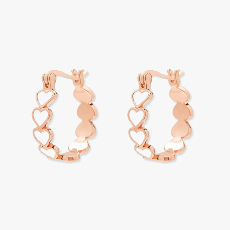 Shi Simple Pink Heart-to-heart Epoxy Female Jewelry Set