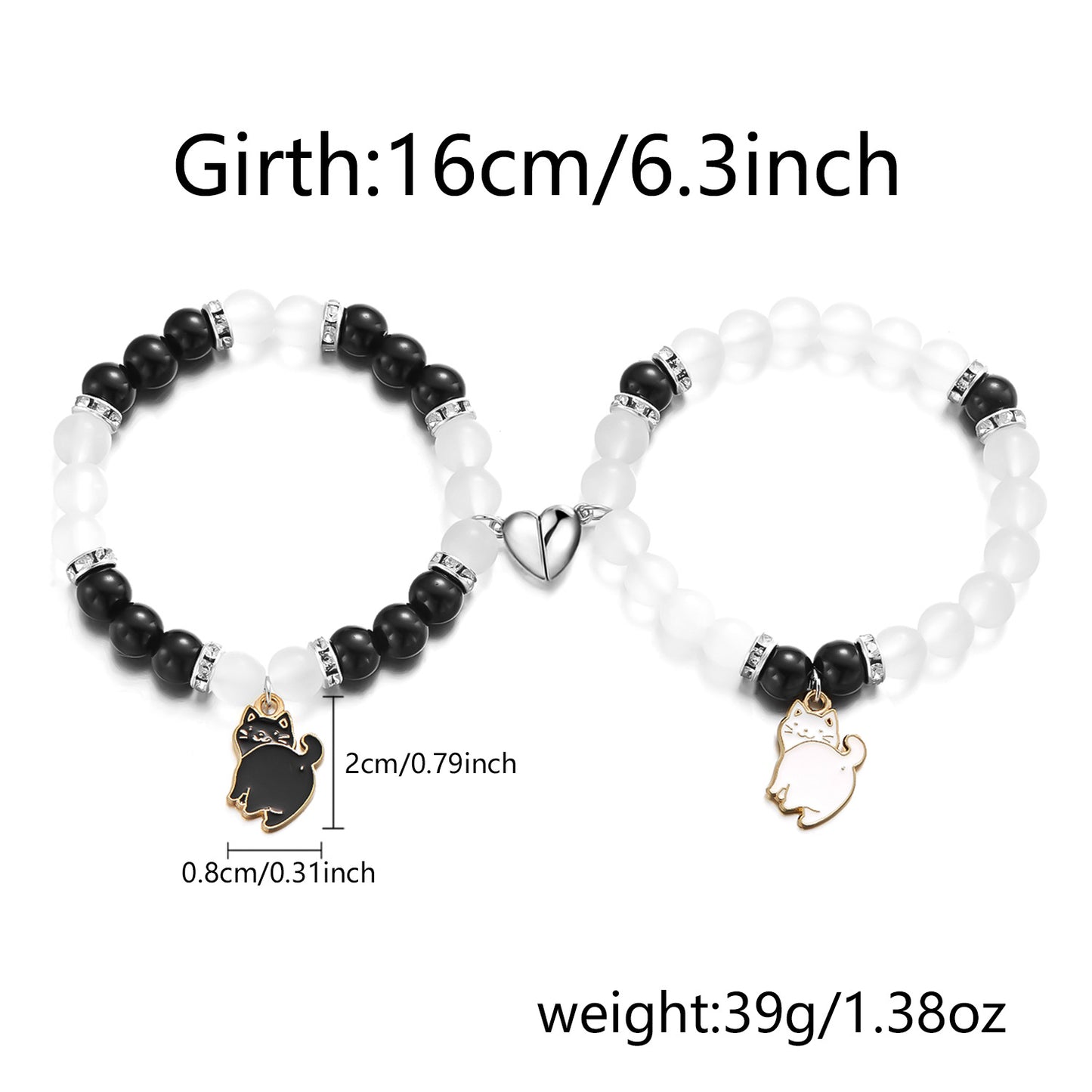 Magnetic Black White Package Suit Simple Bracelets