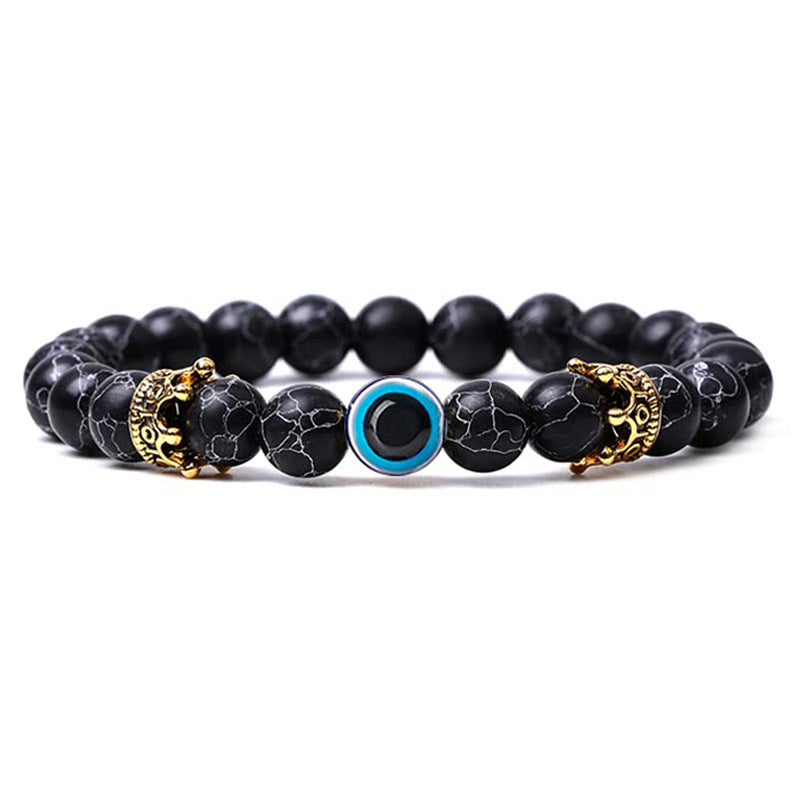 Women's & Men's Natural Turquoise Crown Evil Eye Stone Bracelets