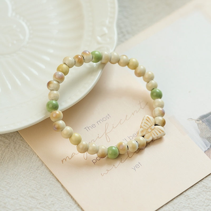 Female Summer Style Porcelain Rose Beads Bracelets