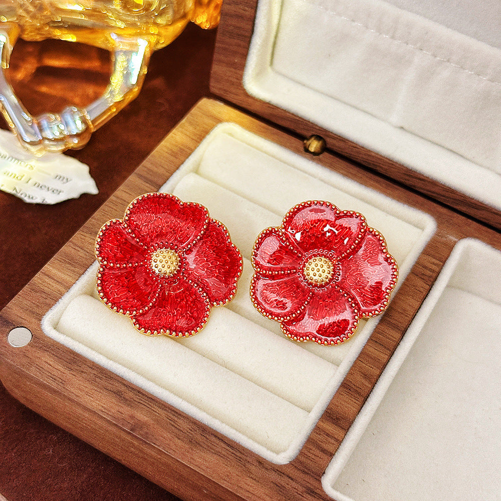 Inlaid Zircon Flower Elegant High-grade Pearl Earrings