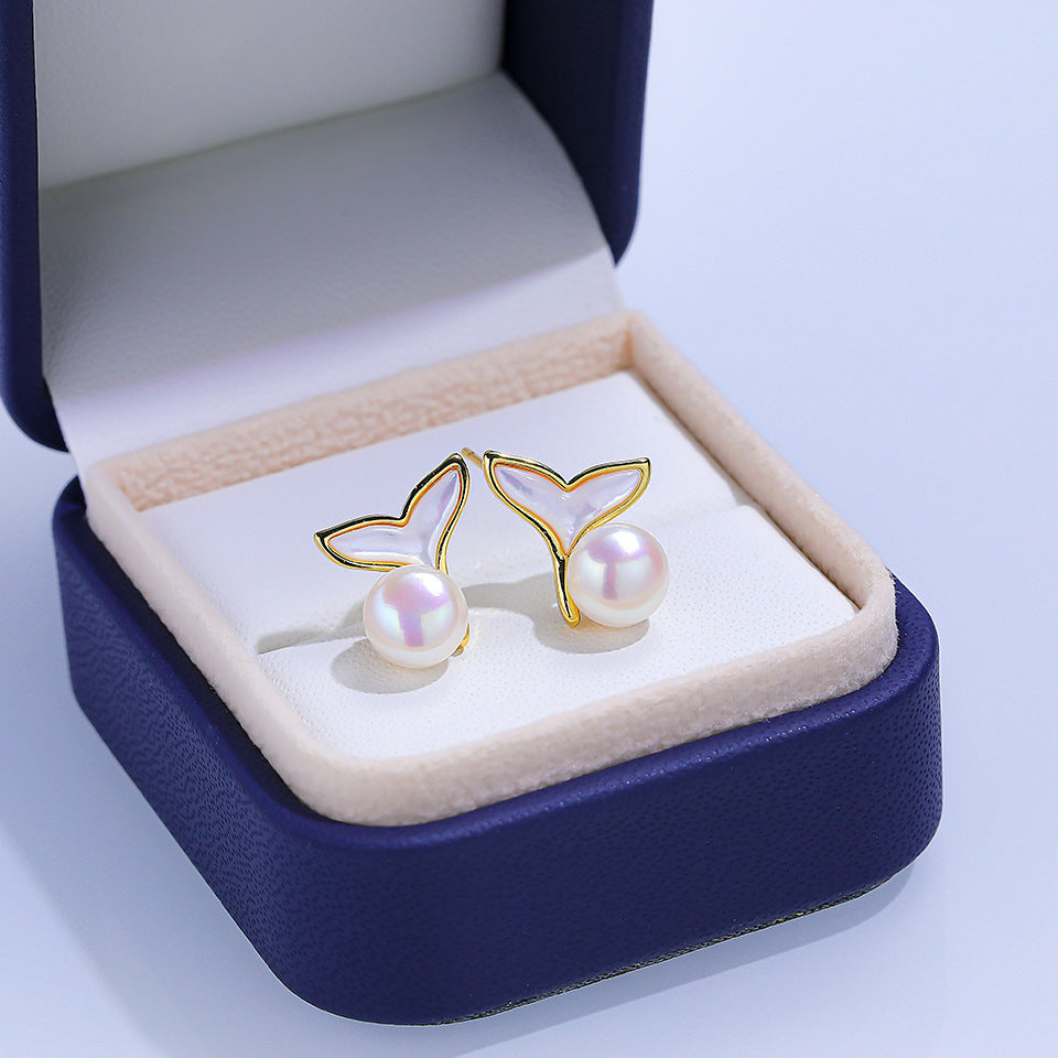 Freshwater Pearl Ear Sier Needle Light Luxury High-grade Fritillary Earrings