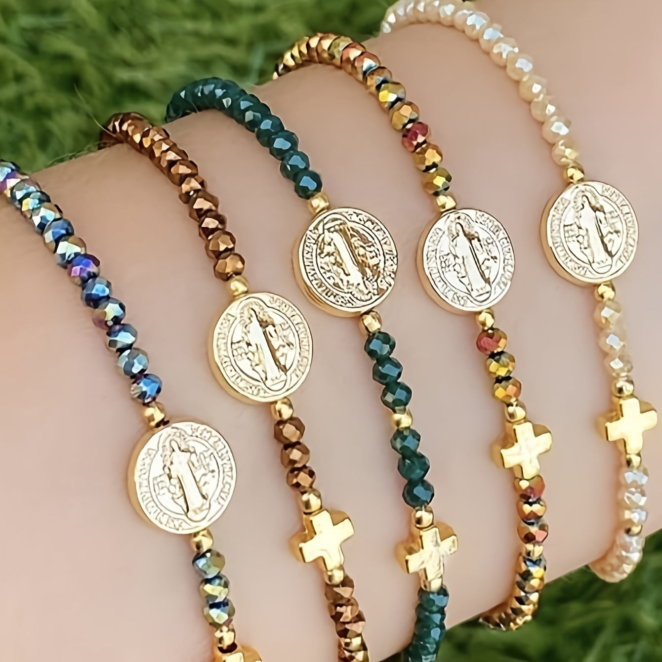 Boho Cross Artificial Crystal Color Fashion Bracelet
