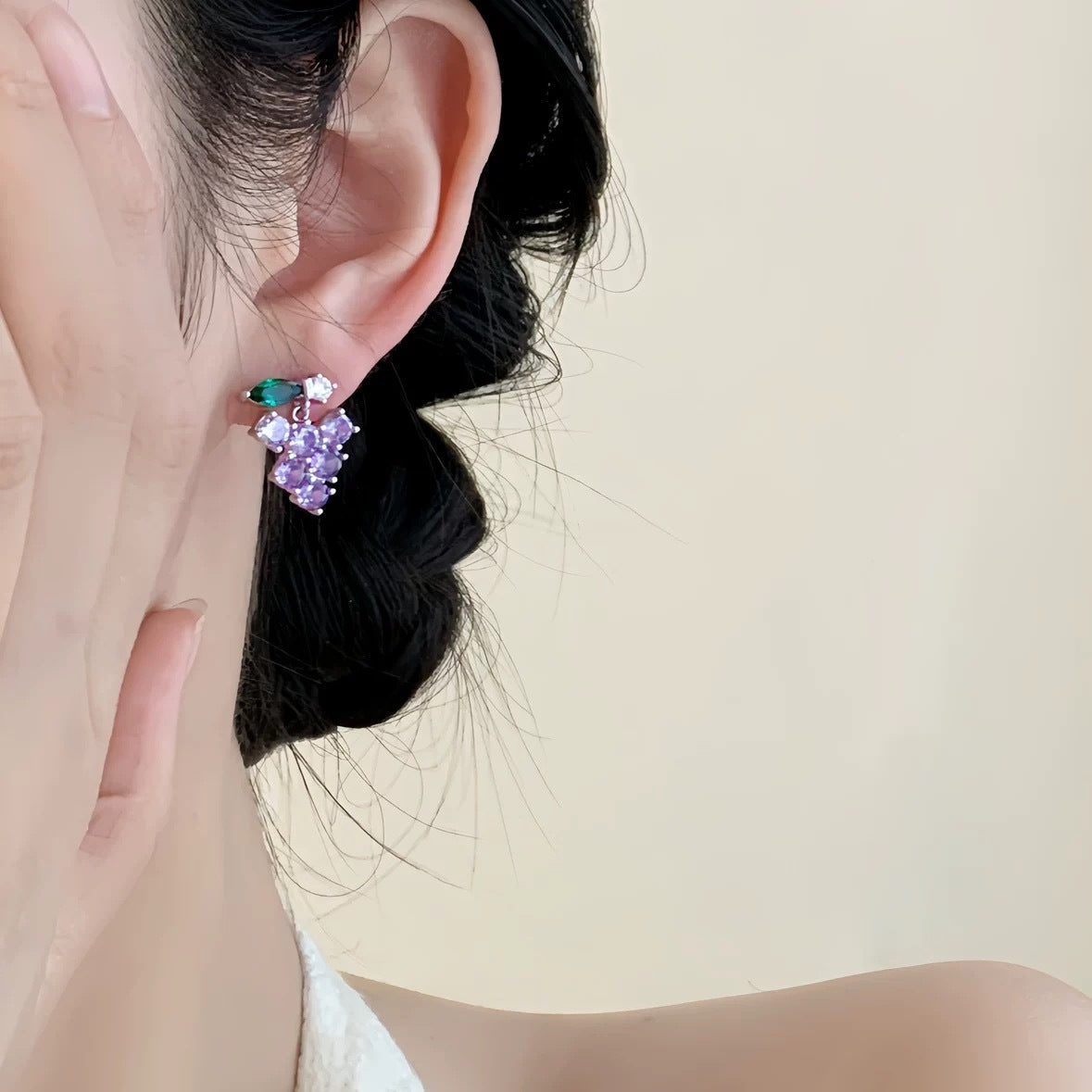 Women's Purple Crystal Grape For Light Luxury Minority Design Stud Earrings