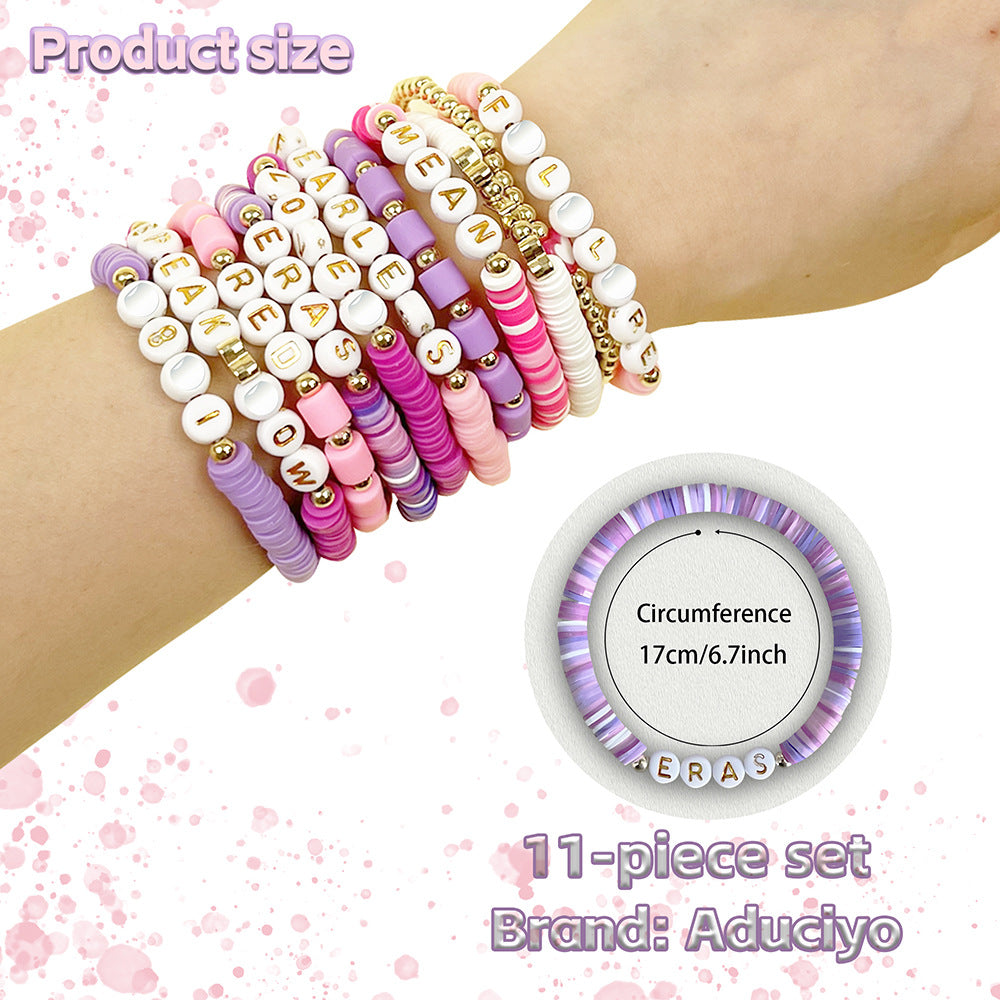 Women's Fan Color Polymer Clay English Name Bracelets