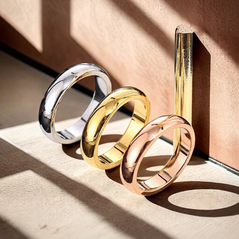 Simple Korean Glossy Couple Support Personality Ring