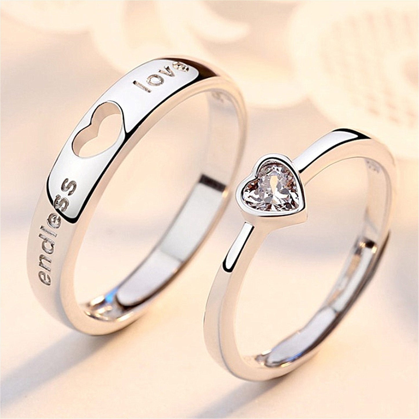 Fake Diamond Couple Wedding Adjustable Mouth For Rings