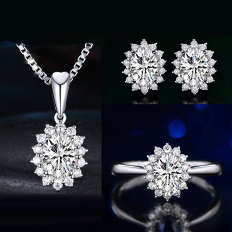 Women's Blue Red Yellow Green Purple White Gemstone Zircon Princess Jewelry Set