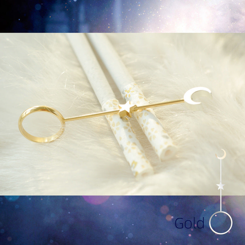 Creative Smoking Sweet Dream Two-color Electroplating Star Moon Truncheon Brass Ring