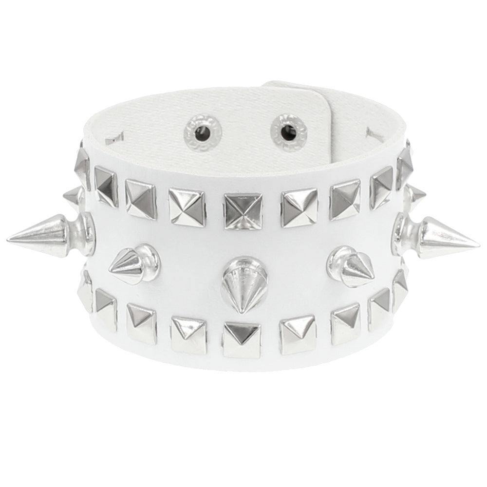 Fashion Exaggerated Punk Three-row Pointed Nail Square Wrist Bracelet