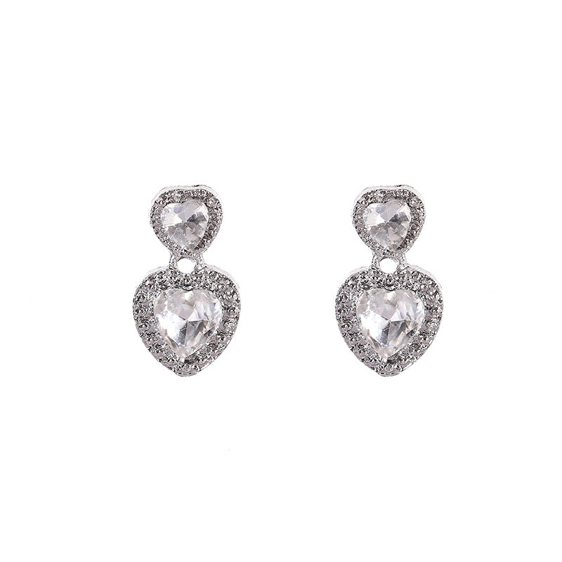 Women's High-grade Heart-shaped Zircon Affordable Luxury Fashion Niche Personality Stud Earrings